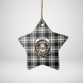 Clan Menzies Black & White Modern Tartan Crest Star Ceramic Ornament EN83 Menzies Black & White Modern Tartan Tartan Christmas