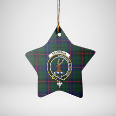 Clan Davidson Modern Tartan Crest Star Ceramic Ornament BD67 Davidson Modern Tartan Tartan Christmas
