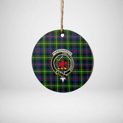 Clan Farquharson Modern Tartan Crest Round Ceramic Ornament
