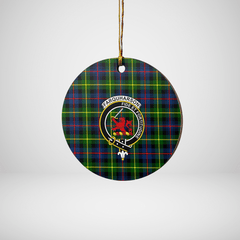 Clan Farquharson Modern Tartan Crest Round Ceramic Ornament KL17 Farquharson Modern Tartan Tartan Christmas