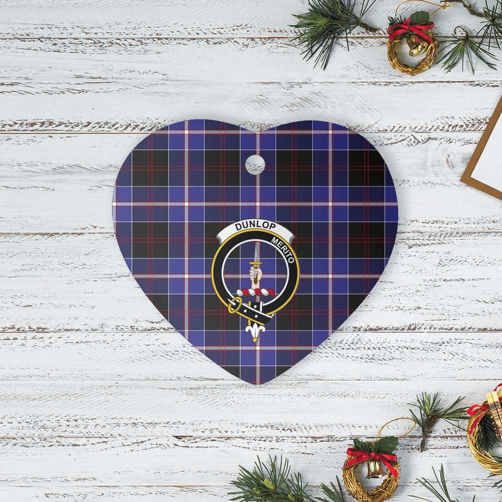 Clan Dunlop Modern Tartan Crest Heart Ceramic Ornament DK46 Dunlop Modern Tartan Tartan Christmas