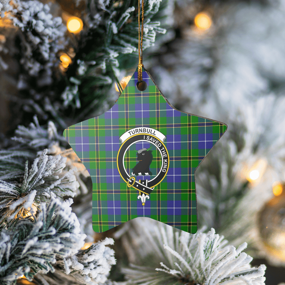 Clan Turnbull Hunting Tartan Crest Star Ceramic Ornament YA77 Turnbull Hunting Tartan Tartan Christmas