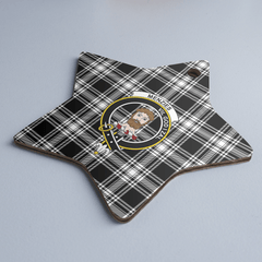 Clan Menzies Black & White Modern Tartan Crest Star Ceramic Ornament EN83 Menzies Black & White Modern Tartan Tartan Christmas
