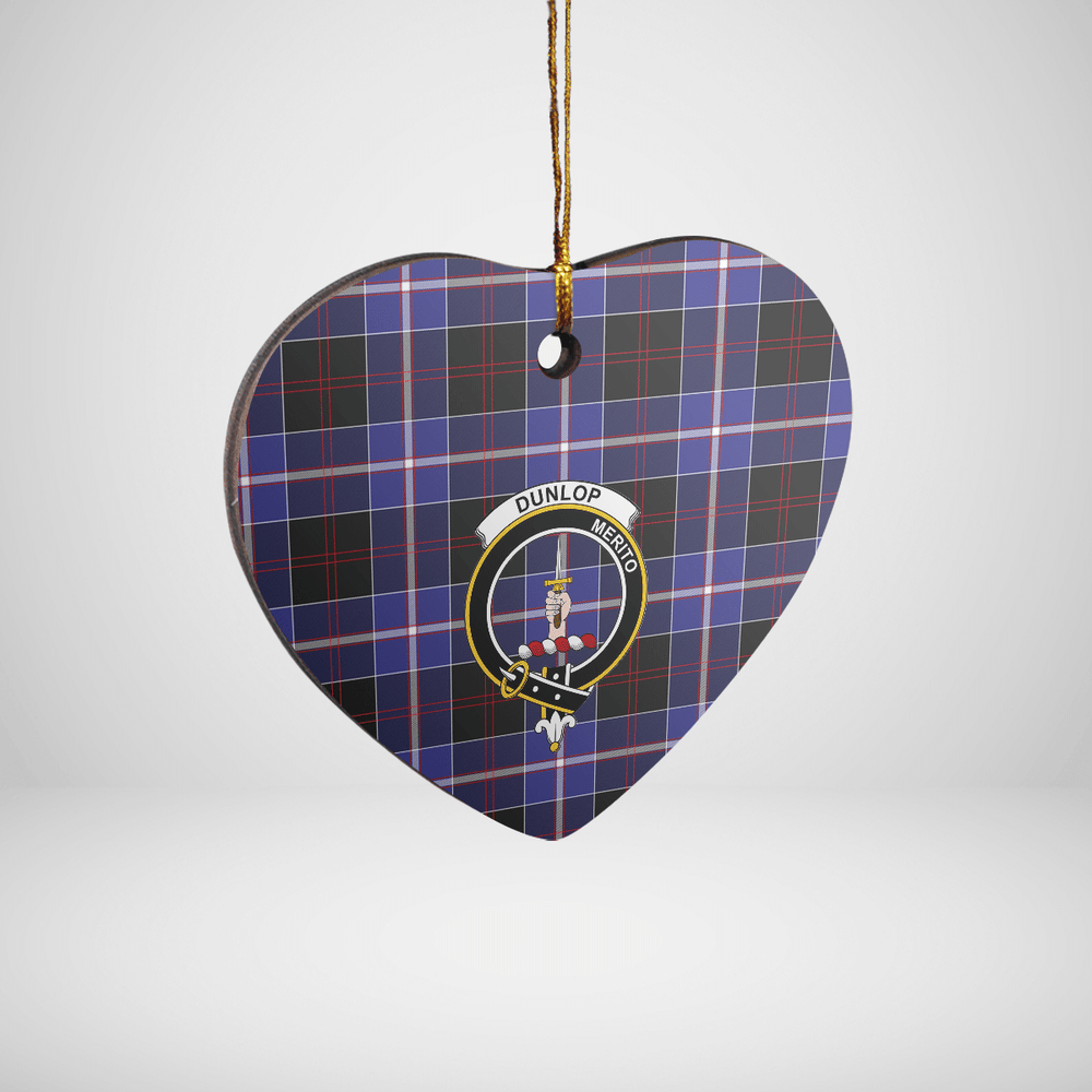 Clan Dunlop Modern Tartan Crest Heart Ceramic Ornament DK46 Dunlop Modern Tartan Tartan Christmas