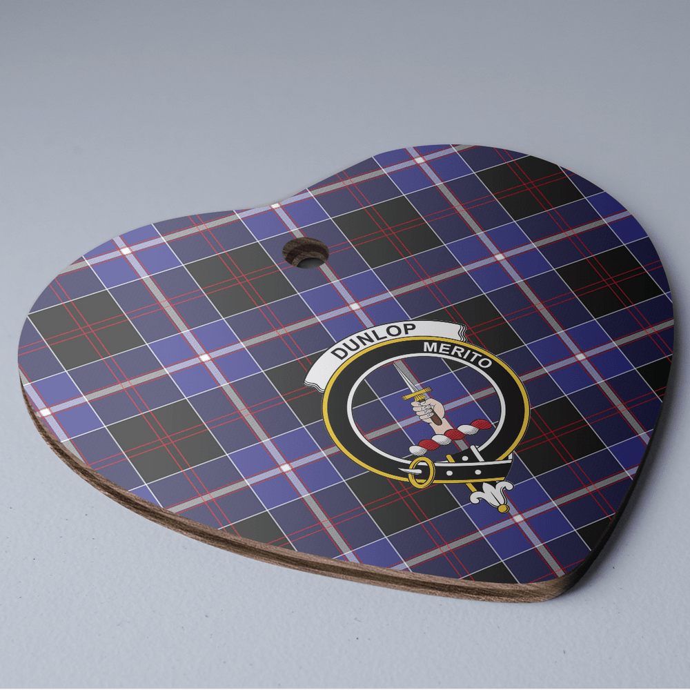 Clan Dunlop Modern Tartan Crest Heart Ceramic Ornament DK46 Dunlop Modern Tartan Tartan Christmas