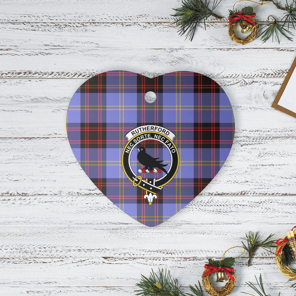 Clan Rutherford Tartan Crest Heart Ceramic Ornament GX92 Rutherford Tartan Tartan Christmas