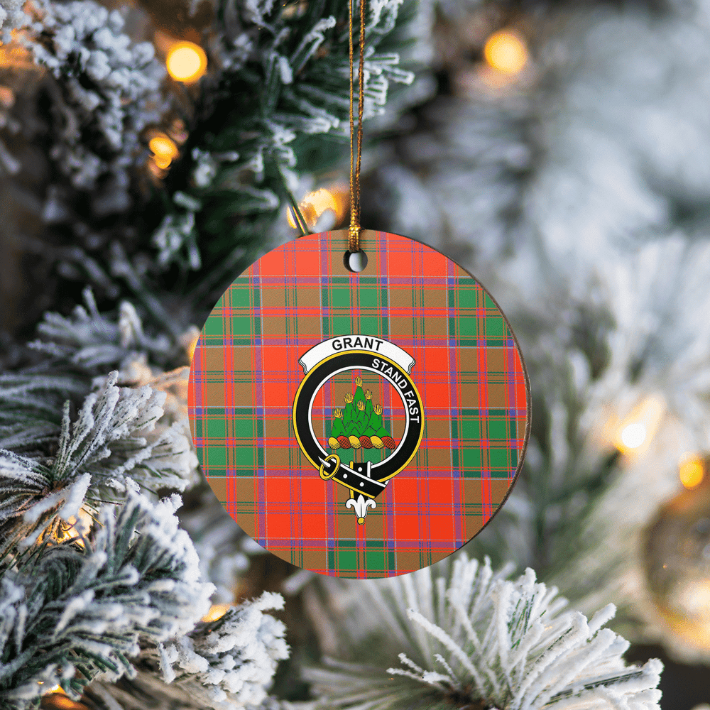 Clan Grant Ancient Tartan Crest Round Ceramic Ornament IU79 Grant Ancient Tartan Tartan Christmas