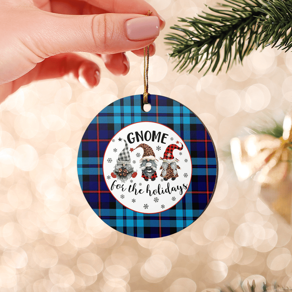 Clan MacCorquodale Tartan Tartan Crest Gnome Round Ceramic Ornament EP48 MacCorquodale Tartan Tartan Christmas