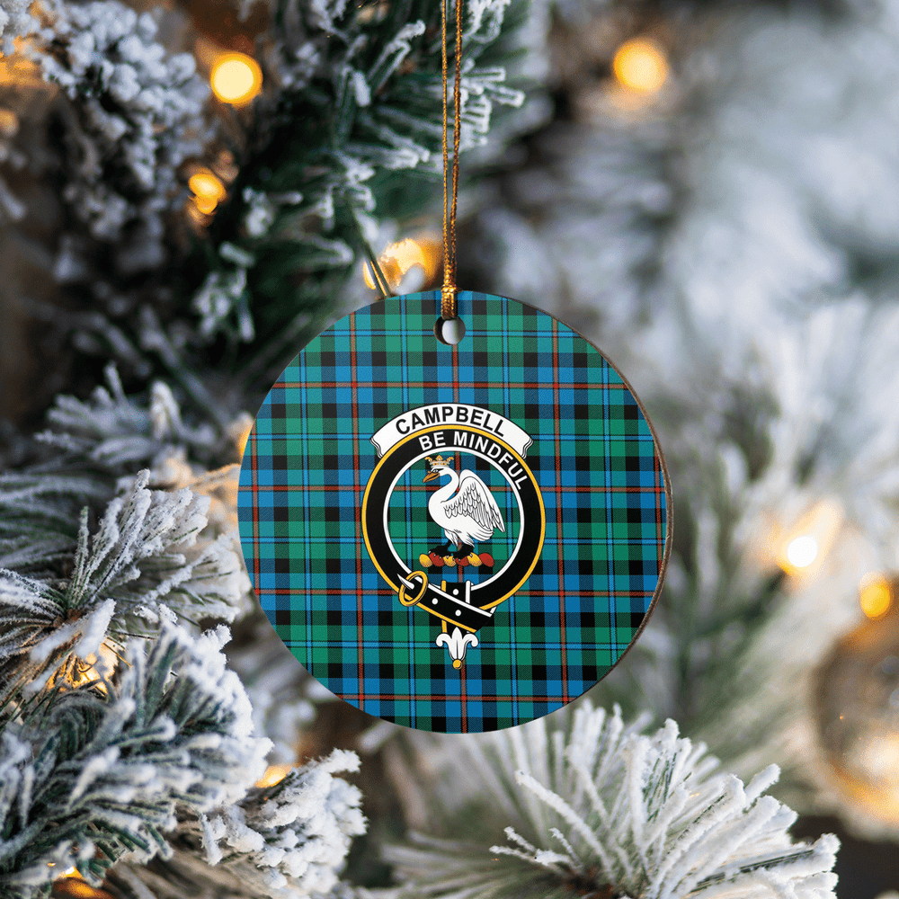 Clan Campbell of Cawdor Ancient Tartan Crest Round Ceramic Ornament UL75 Campbell of Cawdor Ancient Tartan Tartan Christmas