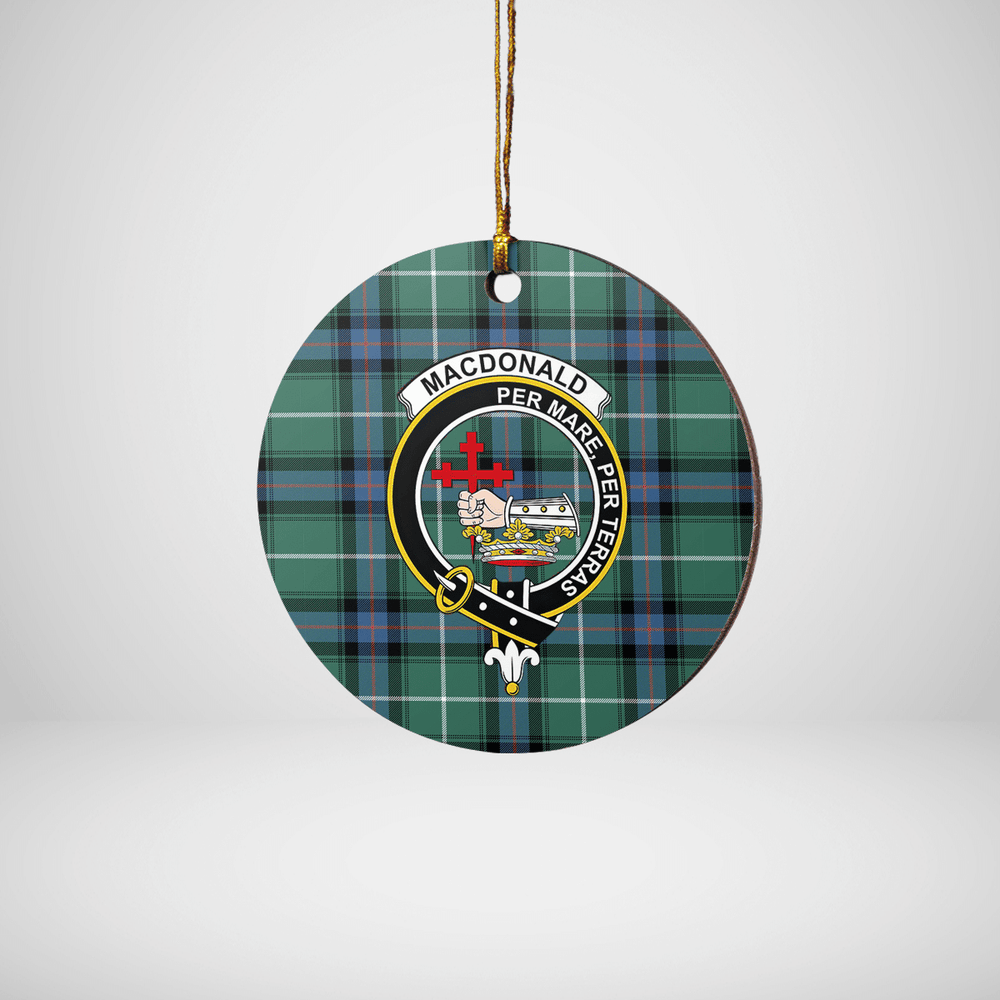 Clan MacDonald of the Isles Hunting Ancient Tartan Crest Round Ceramic Ornament NV34 MacDonald of the Isles Hunting Ancient Tartan Tartan Christmas