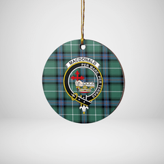 Clan MacDonald of the Isles Hunting Ancient Tartan Crest Round Ceramic Ornament NV34 MacDonald of the Isles Hunting Ancient Tartan Tartan Christmas