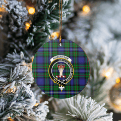 Clan Robertson Hunting Modern Tartan Crest Round Ceramic Ornament RI28 Robertson Hunting Modern Tartan Tartan Christmas