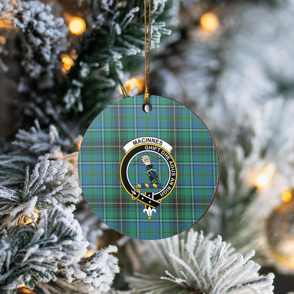 Clan MacInnes Ancient Tartan Crest Round Ceramic Ornament GB78 MacInnes Ancient Tartan Tartan Christmas