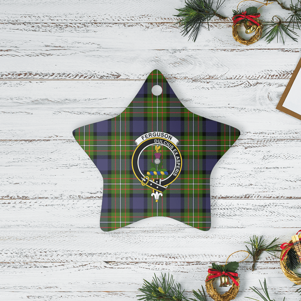 Clan Fergusson Modern Tartan Crest Star Ceramic Ornament CY32 Fergusson Modern Tartan Tartan Christmas