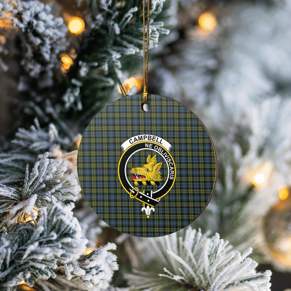 Clan Campbell Tartan Crest Round Ceramic Ornament ZR76 Campbell Tartan Tartan Christmas