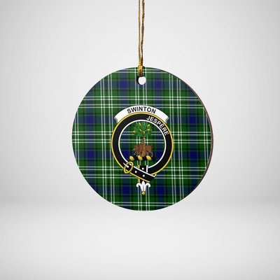 Clan Swinton (Tweedside) Tartan Crest Round Ceramic Ornament