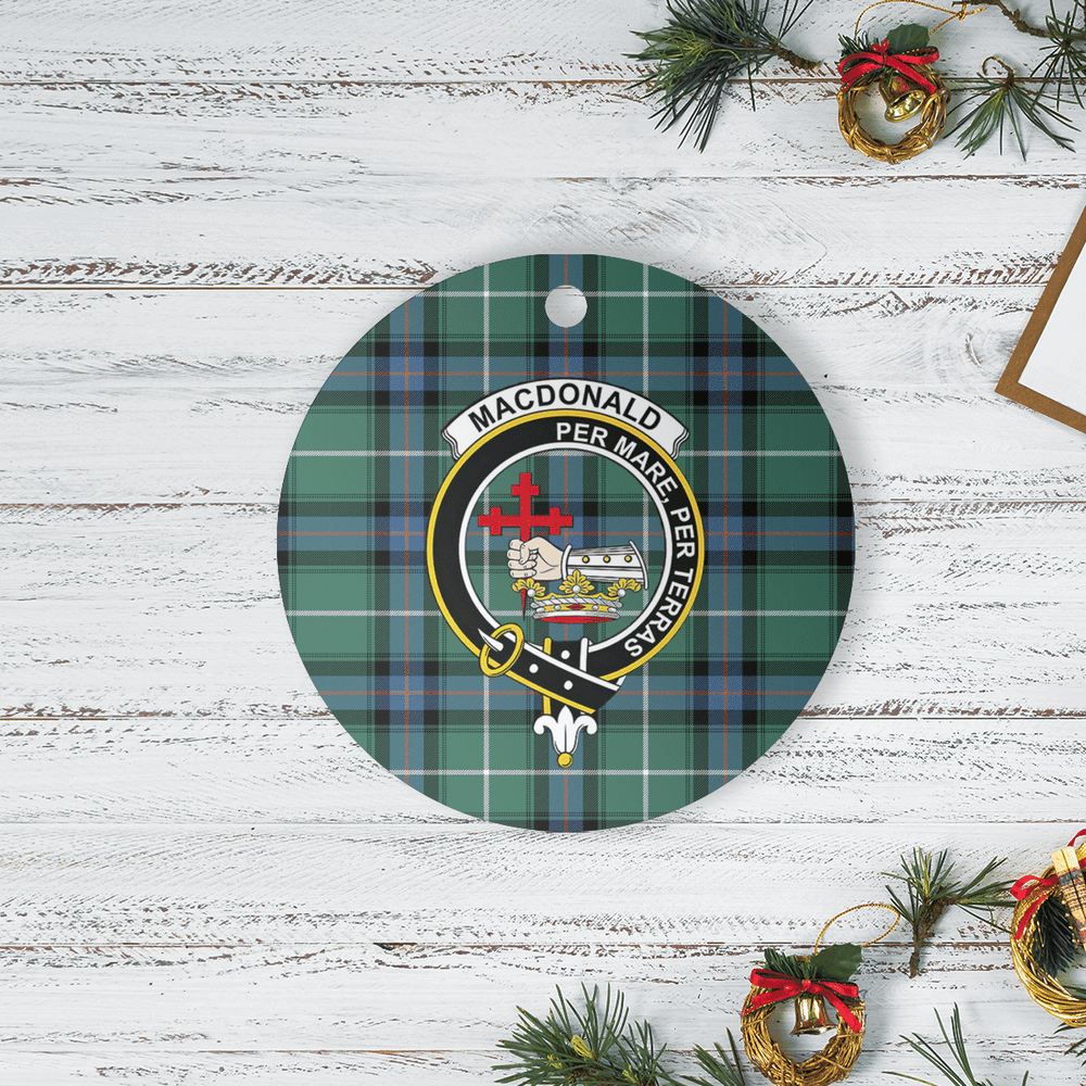 Clan MacDonald of the Isles Hunting Ancient Tartan Crest Round Ceramic Ornament NV34 MacDonald of the Isles Hunting Ancient Tartan Tartan Christmas