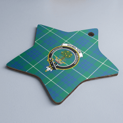 Clan Hamilton Hunting Ancient Tartan Crest Star Ceramic Ornament MH46 Hamilton Hunting Ancient Tartan Tartan Christmas