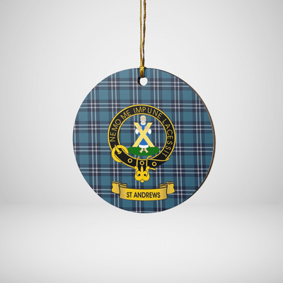 Clan Earl of St Andrews Tartan Crest Round Ceramic Ornament
