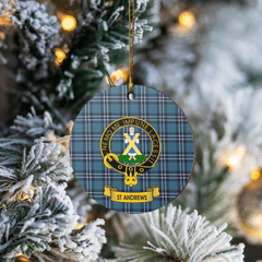 Clan Earl of St Andrews Tartan Crest Round Ceramic Ornament PB44 Earl of St Andrews Tartan Tartan Christmas