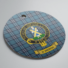 Clan Earl of St Andrews Tartan Crest Round Ceramic Ornament PB44 Earl of St Andrews Tartan Tartan Christmas