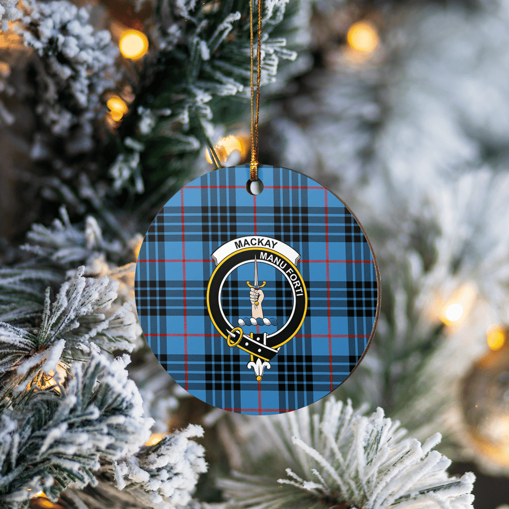 Clan MacKay Blue Tartan Crest Round Ceramic Ornament OE34 MacKay Blue Tartan Tartan Christmas