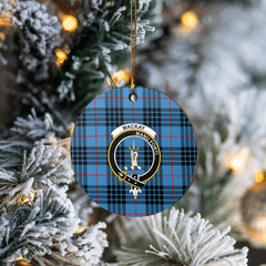 Clan MacKay Blue Tartan Crest Round Ceramic Ornament OE34 MacKay Blue Tartan Tartan Christmas