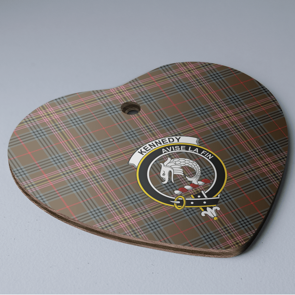 Clan Kennedy Weathered Tartan Crest Heart Ceramic Ornament BZ29 Kennedy Weathered Tartan Tartan Christmas