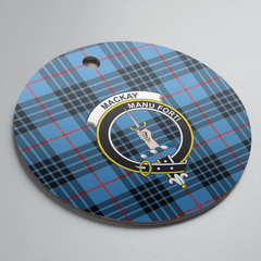 Clan MacKay Blue Tartan Crest Round Ceramic Ornament OE34 MacKay Blue Tartan Tartan Christmas