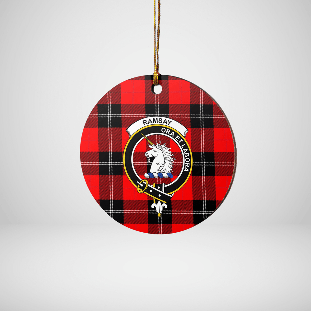Clan Ramsay Modern Tartan Crest Round Ceramic Ornament UA91 Ramsay Modern Tartan Tartan Christmas