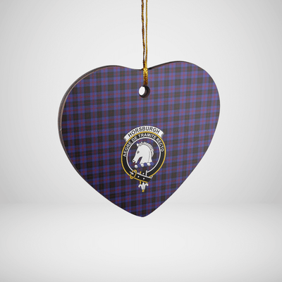 Clan Horsburgh Tartan Crest Heart Ceramic Ornament