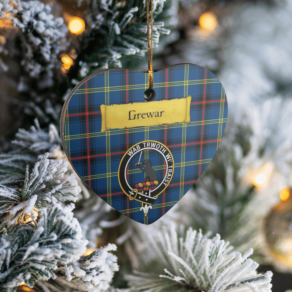 Clan Grewar Tartan Crest Heart Ceramic Ornament AR81 Grewar Tartan Tartan Christmas
