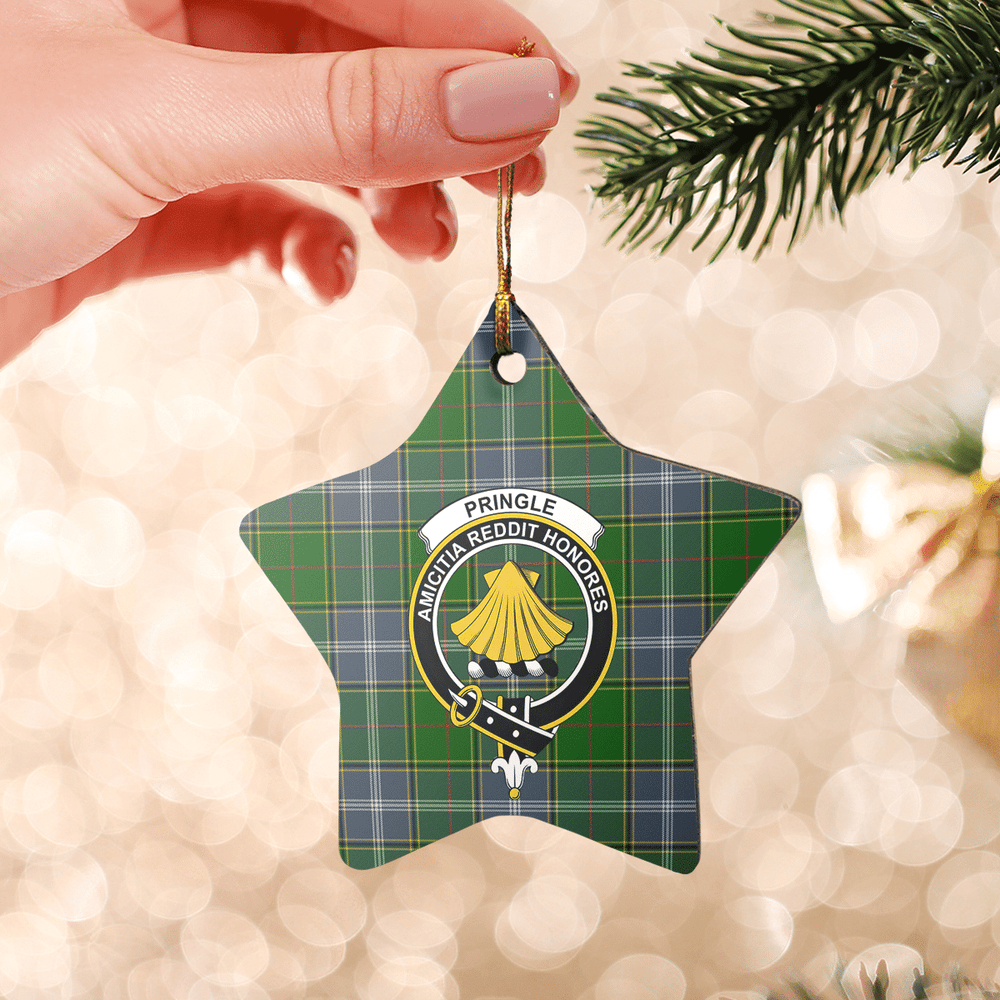 Clan Pringle Tartan Crest Star Ceramic Ornament OA14 Pringle Tartan Tartan Christmas