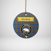 Clan MacBeth Ancient Tartan Crest Round Ceramic Ornament GO24 MacBeth Ancient Tartan Tartan Christmas