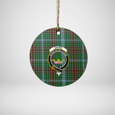 Clan Gayre Tartan Crest Round Ceramic Ornament