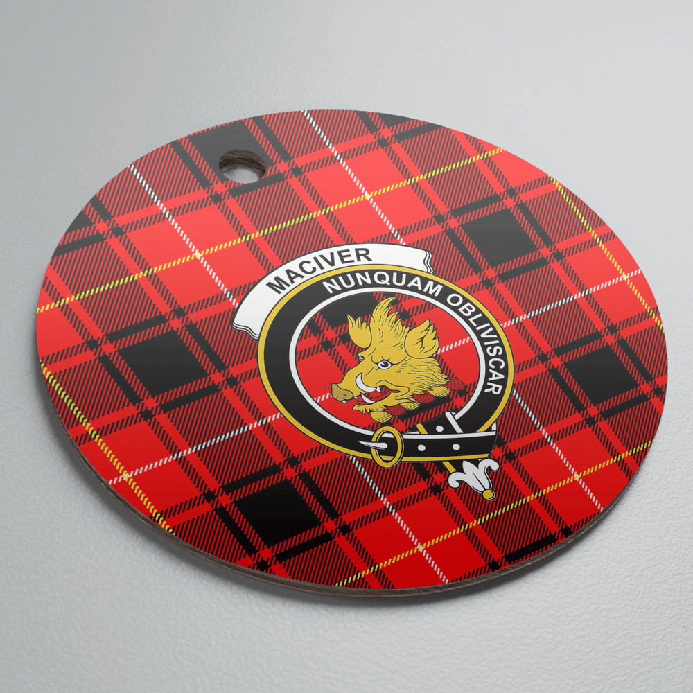 Clan MacIver Modern Tartan Crest Round Ceramic Ornament AN38 MacIver Modern Tartan Tartan Christmas