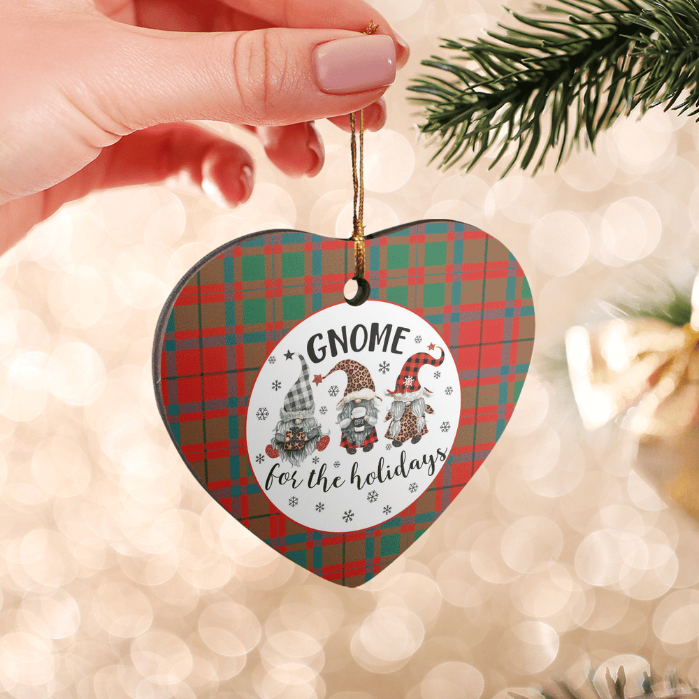 Clan McIlvian Tartan Tartan Crest Gnome Heart Ceramic Ornament UV44 McIlvian Tartan Tartan Christmas