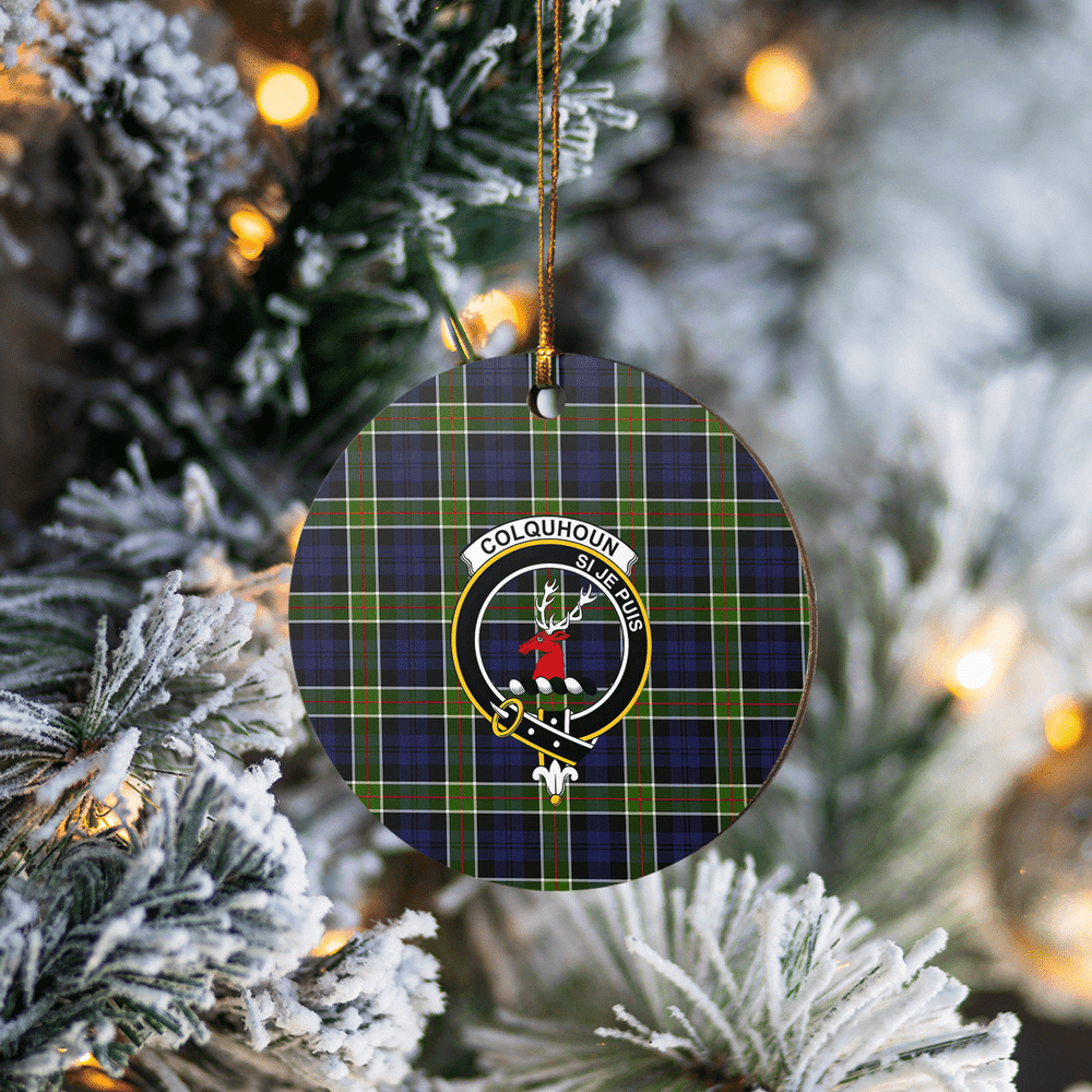 Clan Colquhoun Tartan Crest Round Ceramic Ornament RT32 Colquhoun Tartan Tartan Christmas