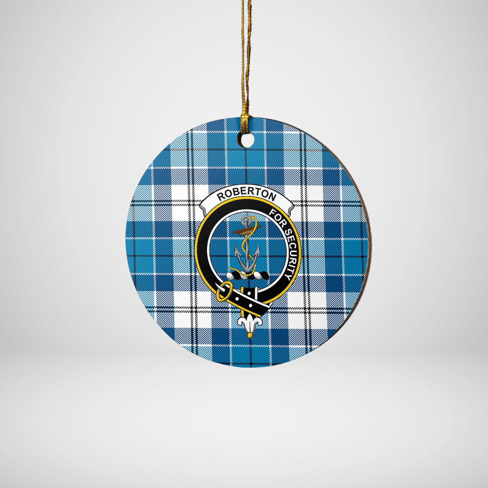 Clan Roberton Tartan Crest Round Ceramic Ornament FO84 Roberton Tartan Tartan Christmas