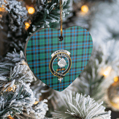 Clan Campbell of Cawdor Ancient Tartan Crest Heart Ceramic Ornament HL24 Campbell of Cawdor Ancient Tartan Tartan Christmas