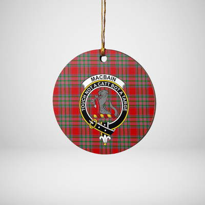 Clan MacBain Tartan Crest Round Ceramic Ornament