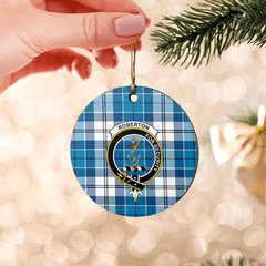 Clan Roberton Tartan Crest Round Ceramic Ornament FO84 Roberton Tartan Tartan Christmas