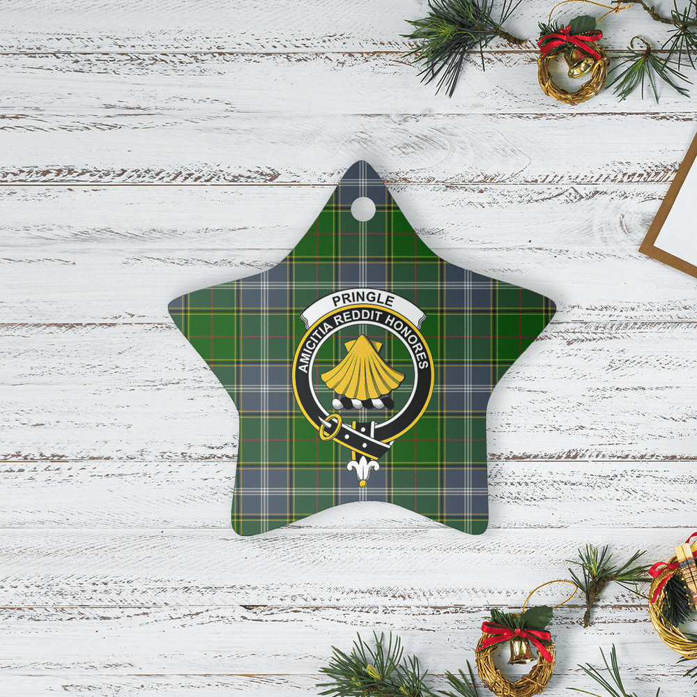 Clan Pringle Tartan Crest Star Ceramic Ornament OA14 Pringle Tartan Tartan Christmas