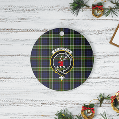 Clan Colquhoun Tartan Crest Round Ceramic Ornament RT32 Colquhoun Tartan Tartan Christmas