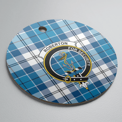 Clan Roberton Tartan Crest Round Ceramic Ornament FO84 Roberton Tartan Tartan Christmas