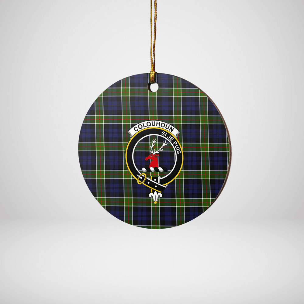 Clan Colquhoun Tartan Crest Round Ceramic Ornament RT32 Colquhoun Tartan Tartan Christmas