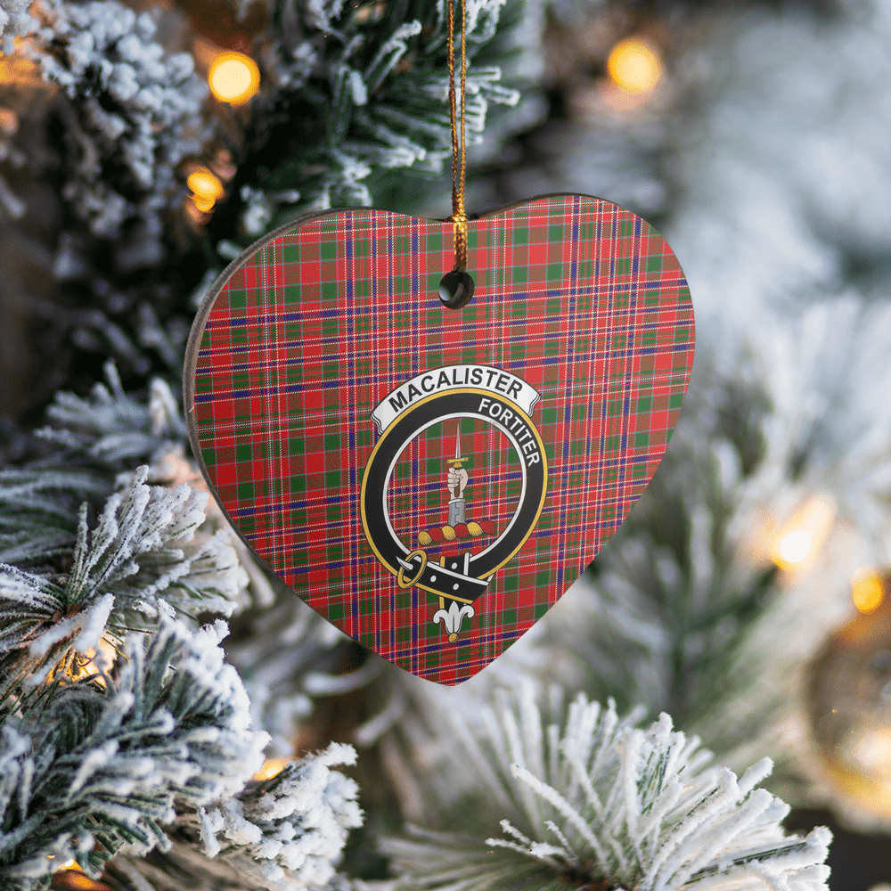 Clan MacAlister Modern Tartan Crest Heart Ceramic Ornament BT18 MacAlister Modern Tartan Tartan Christmas