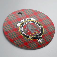 Clan MacBain Tartan Crest Round Ceramic Ornament TD16 MacBain Tartan Tartan Christmas