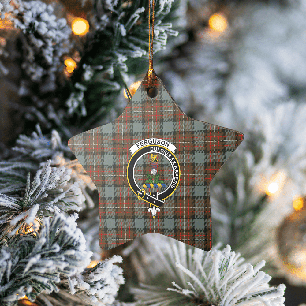 Clan Fergusson Weathered Tartan Crest Star Ceramic Ornament SF80 Fergusson Weathered Tartan Tartan Christmas