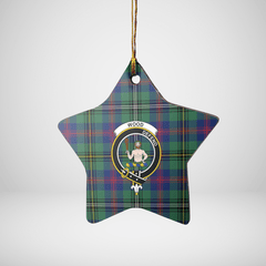 Clan Wood Modern Tartan Crest Star Ceramic Ornament OB32 Wood Modern Tartan Tartan Christmas